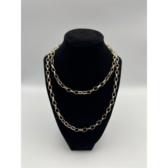 Unbranded Statement Yellow Gold Chunky Box Chain Necklace 38.5” - Picture 1 of 3